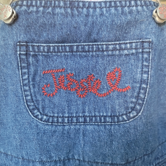 Disney Store Toy Story "Jessie" Embroidered Denim Overall Dress Size 10-12 Girl - Picture 9 of 15